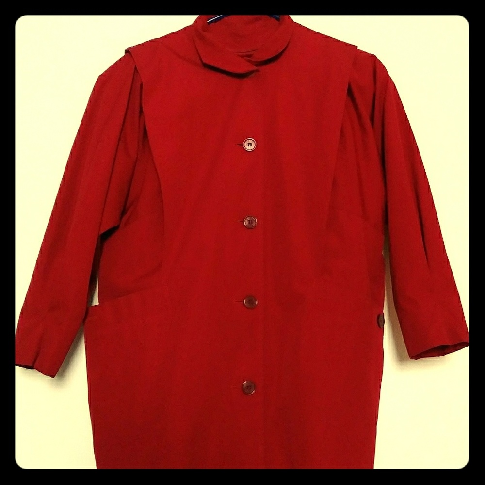 London Fog Women's Red Trench Coat Jacket Medium